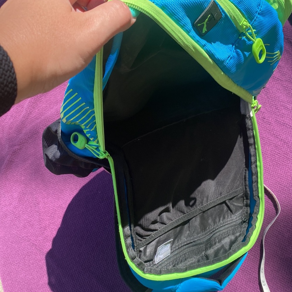 Puma Blue and Green Backpack GUC - Picture 6 of 9